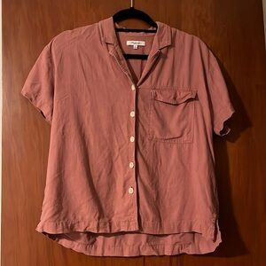 Madewell linen oversized short leave button up